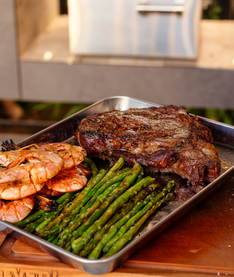 Steak y camarones